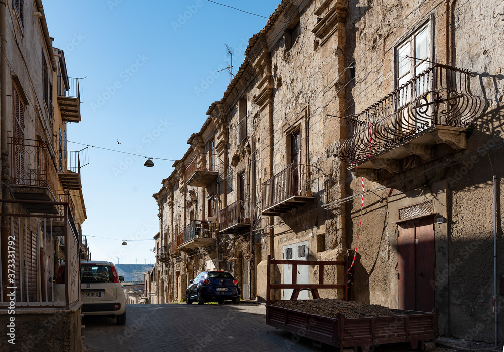 Palma di Montechiaro, Agrigento. View of the main street. Summer 2020.