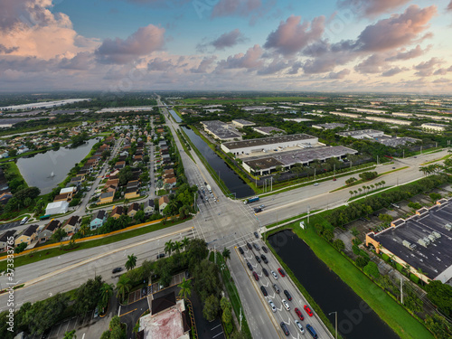 Aerial photo warehouse district Miramar Florida USA
