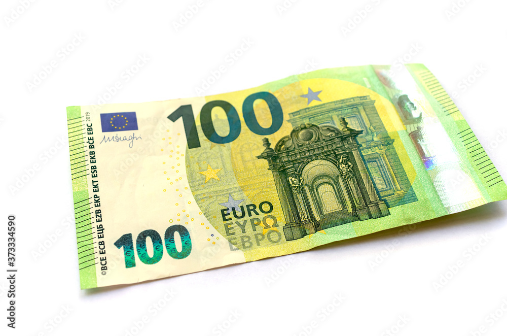 Banknote 100 euro money payment isolated bill on white background Banknote 100 euro money payment isolated bill on white background