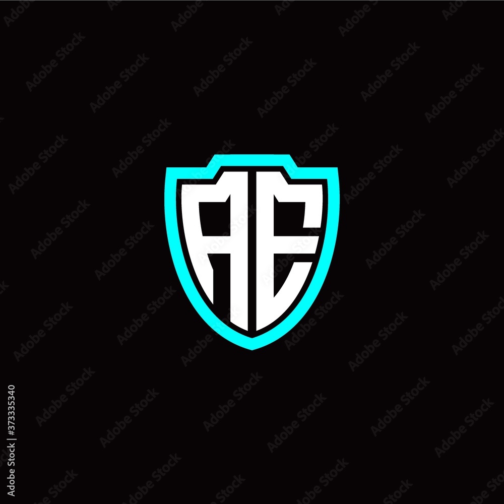 Obraz premium Initial A E letter with shield modern style logo template vector