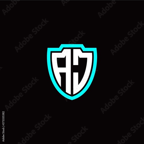 Free Download Initial A J letter with shield modern style logo template vector - GFXLoad