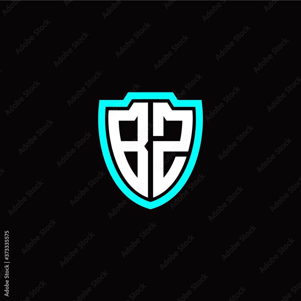 Initial B Z letter with shield modern style logo template vector Initial B Z letter with shield modern style logo template vector