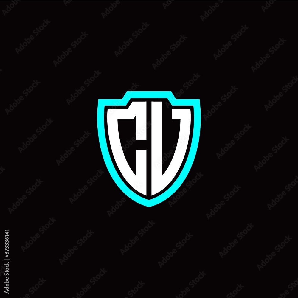 Initial C V letter with shield modern style logo template vector Initial C V letter with shield modern style logo template vector