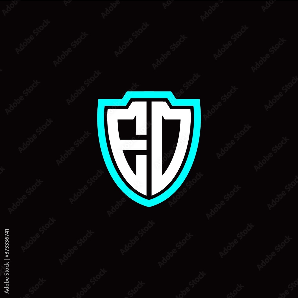 Initial E O letter with shield modern style logo template vector Initial E O letter with shield modern style logo template vector