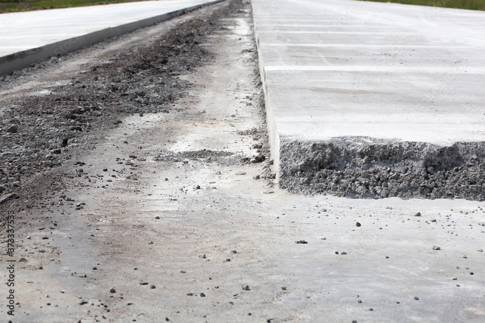 construction of a new road from concrete construction of a new road from concrete
