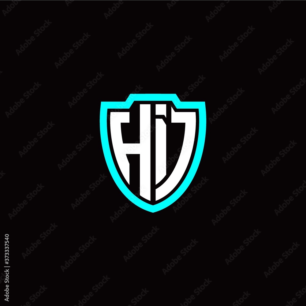 Initial H I letter with shield modern style logo template vector Initial H I letter with shield modern style logo template vector