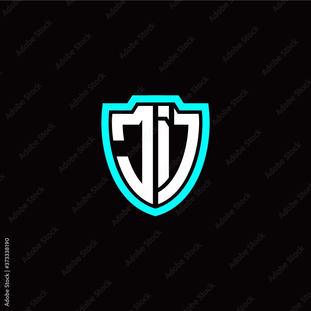 Initial J I letter with shield modern style logo template vector Initial J I letter with shield modern style logo template vector