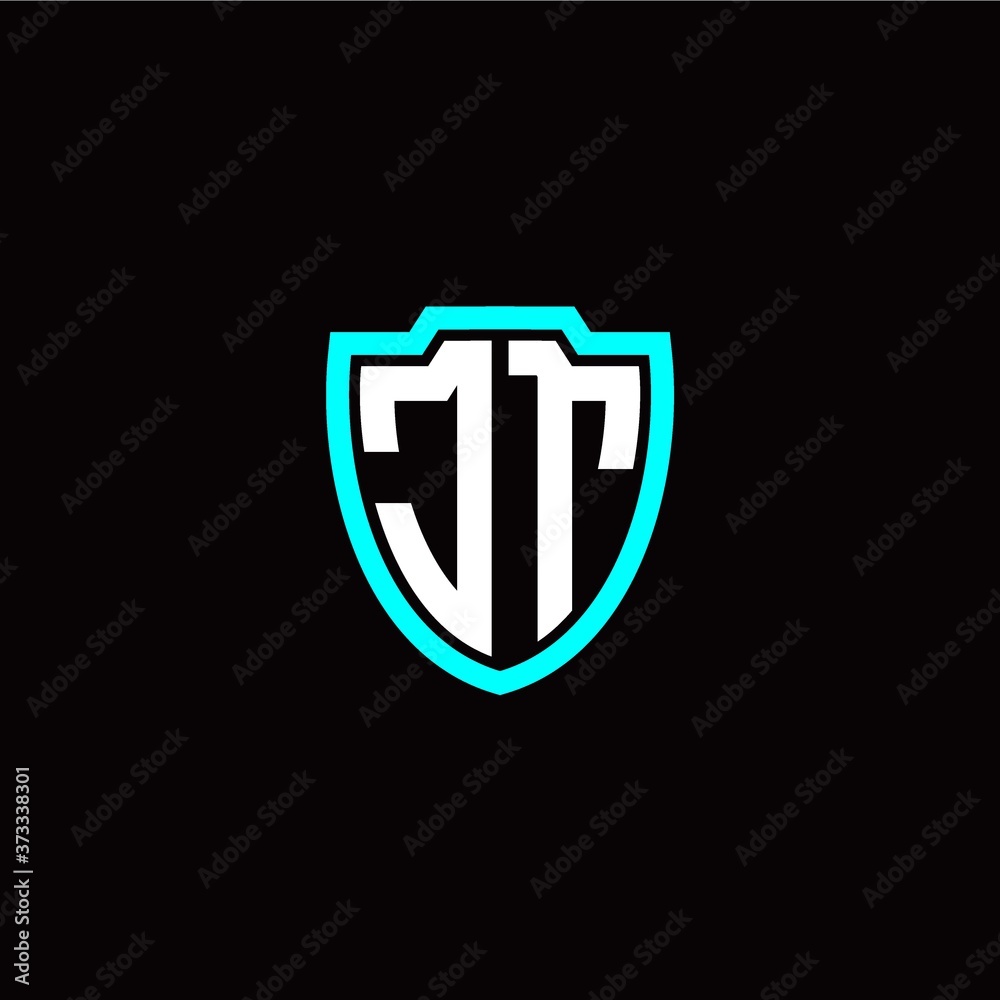 Initial J T letter with shield modern style logo template vector Initial J T letter with shield modern style logo template vector