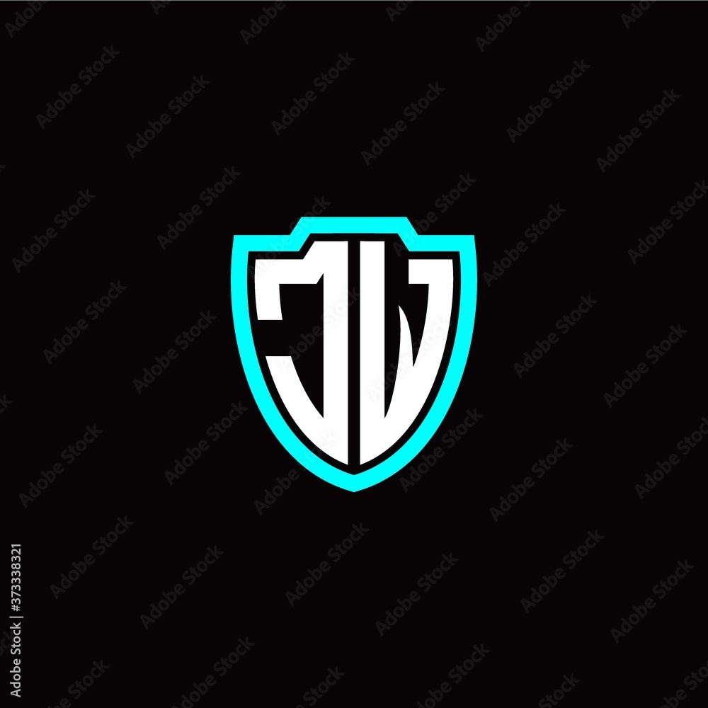 Initial J W letter with shield modern style logo template vector Initial J W letter with shield modern style logo template vector
