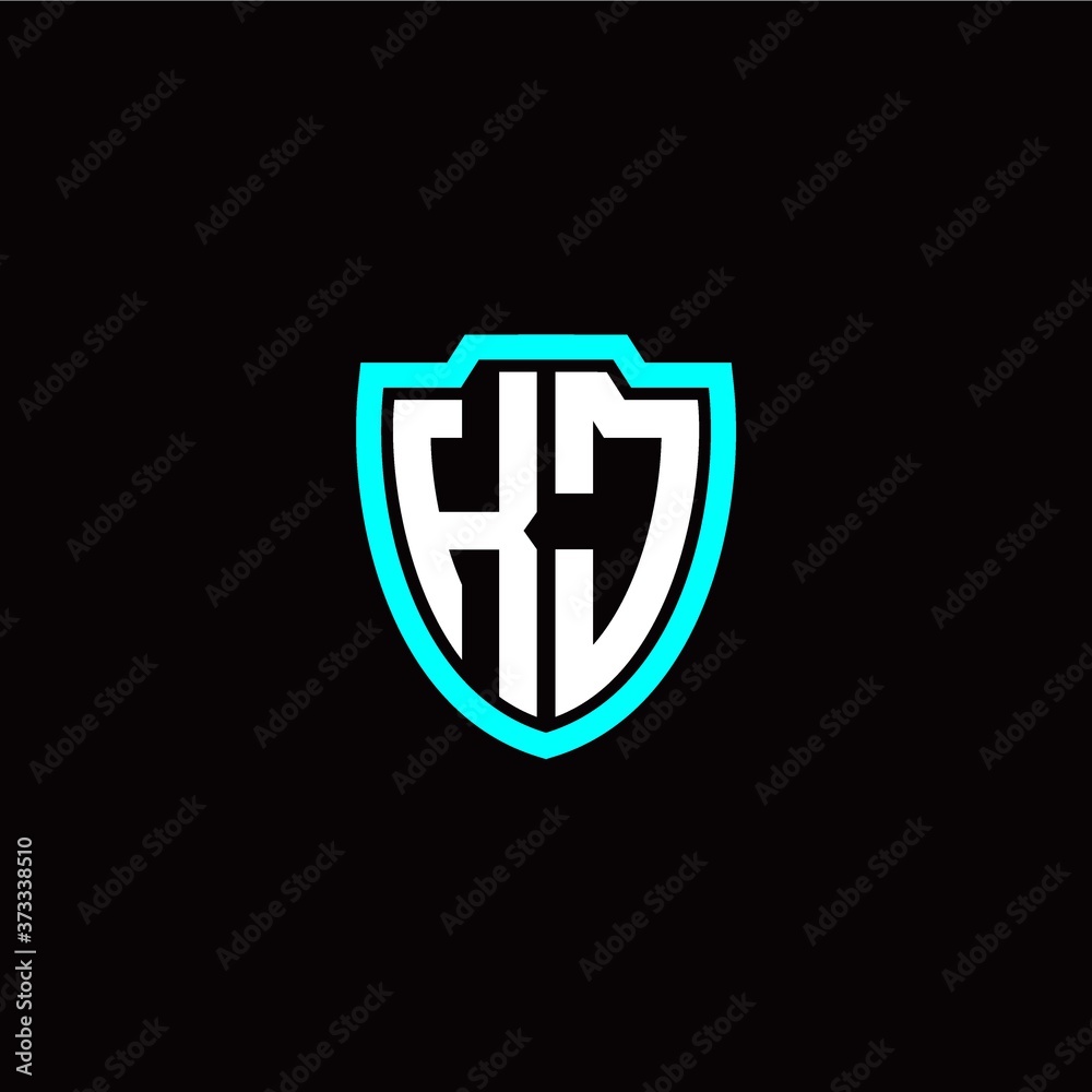 Obraz premium Initial K J letter with shield modern style logo template vector