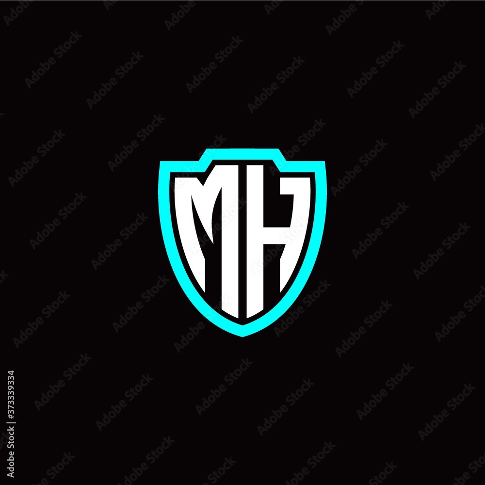 Initial M H letter with shield modern style logo template vector Initial M H letter with shield modern style logo template vector