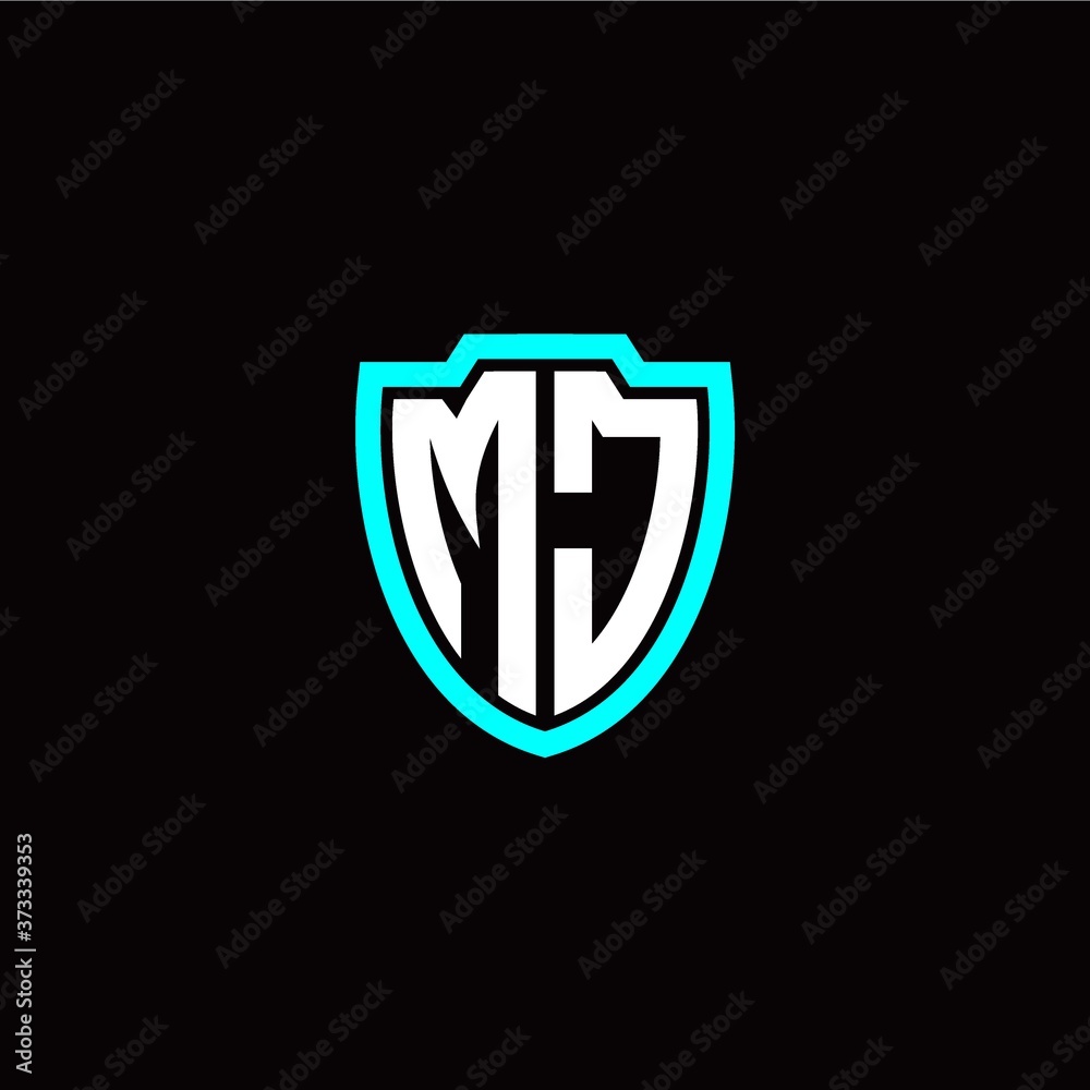 Initial M J letter with shield modern style logo template vector Initial M J letter with shield modern style logo template vector