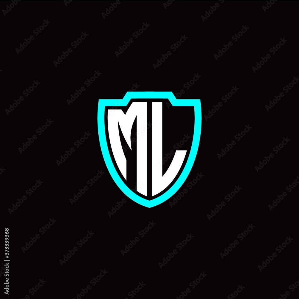 Initial M L letter with shield modern style logo template vector Initial M L letter with shield modern style logo template vector