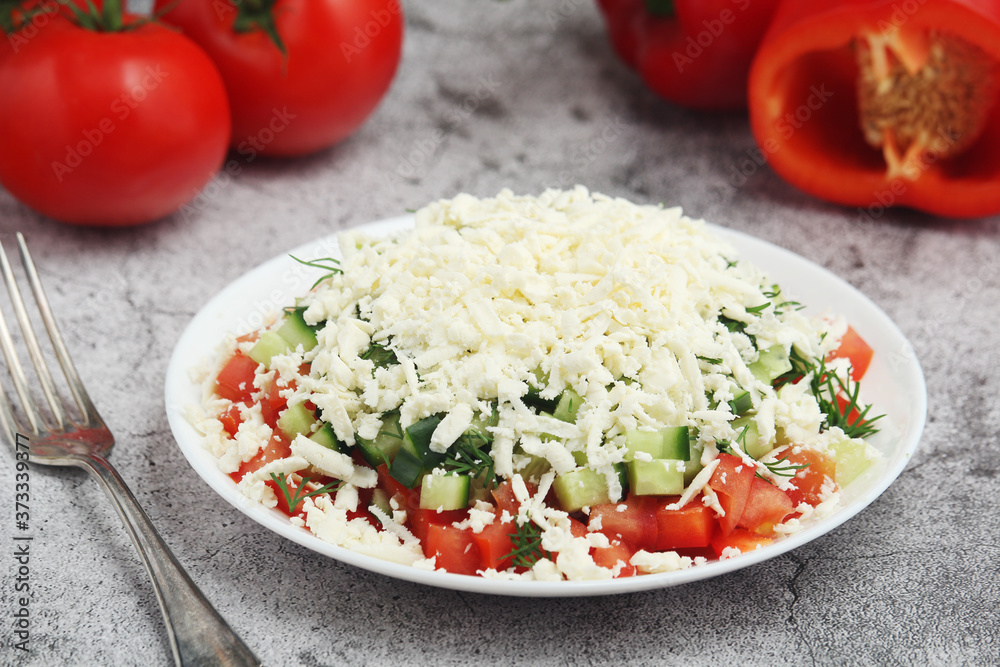 Shopsky salad - national Bulgarian dish Shopsky salad - national Bulgarian dish