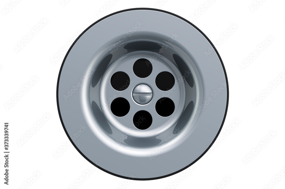 Kitchen sink drain, round plug hole. 3D rendering Kitchen sink drain, round plug hole. 3D rendering