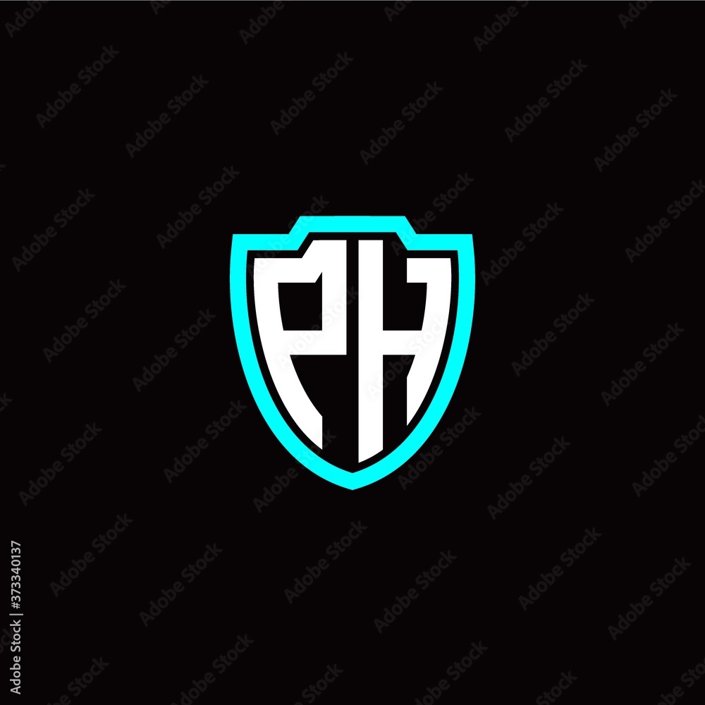 Initial P H letter with shield modern style logo template vector Initial P H letter with shield modern style logo template vector
