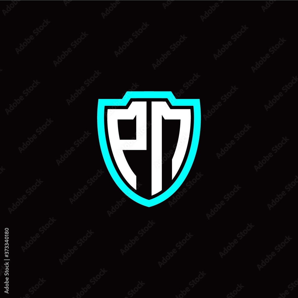 Initial P N letter with shield modern style logo template vector Initial P N letter with shield modern style logo template vector