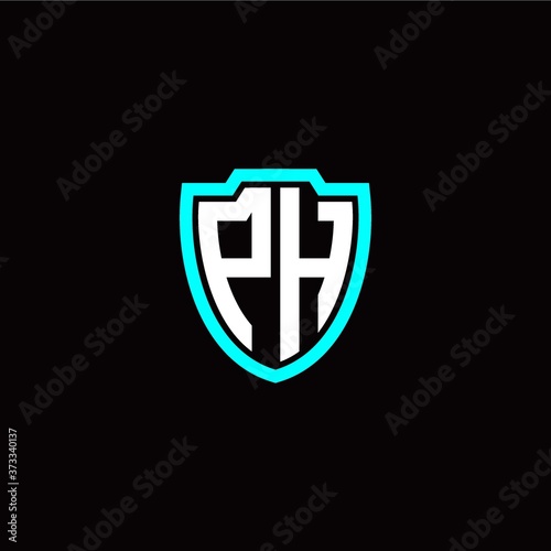 Initial P H letter with shield modern style logo template vector