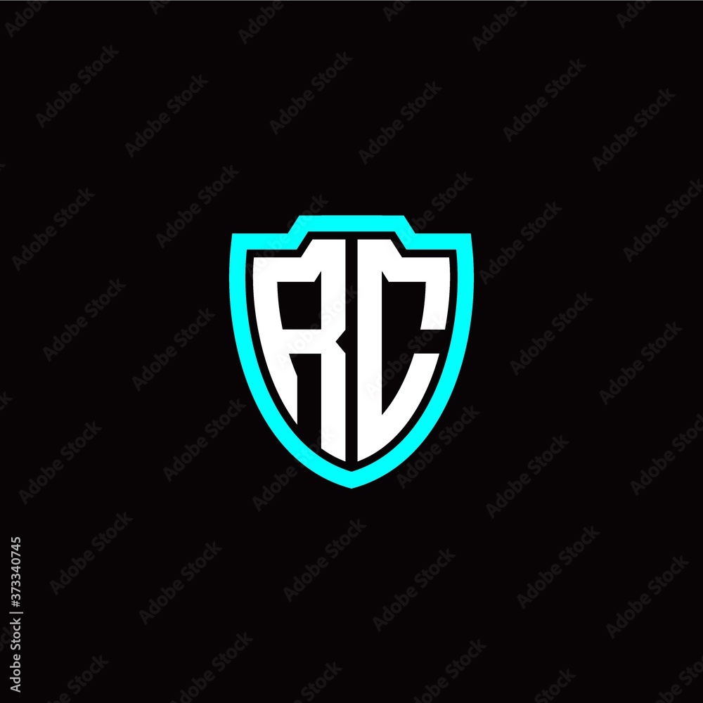 Initial R C letter with shield modern style logo template vector Initial R C letter with shield modern style logo template vector