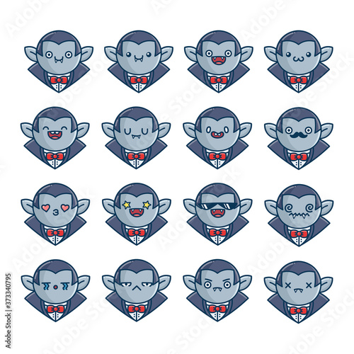 Cute collection of Halloween vampire icon cartoons