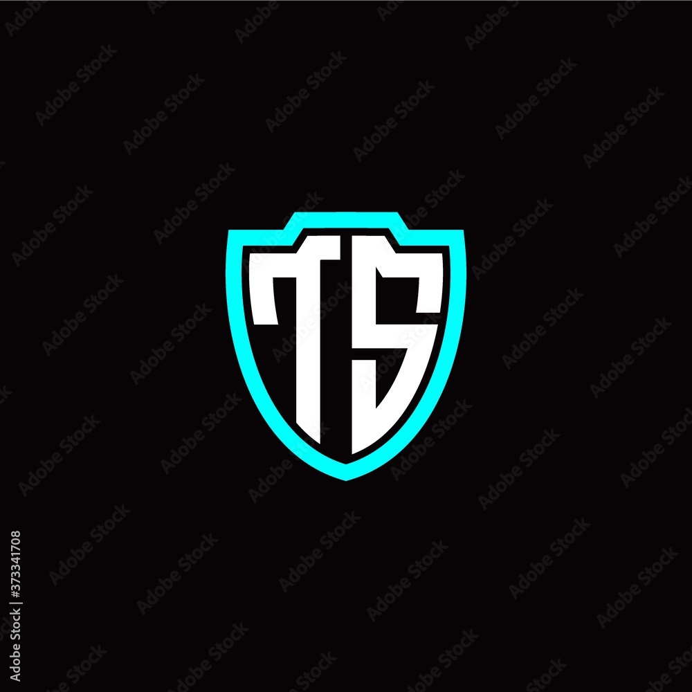 Initial T S letter with shield modern style logo template vector Initial T S letter with shield modern style logo template vector