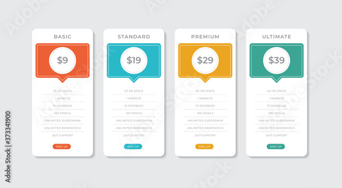 Prcing Table Vector Design