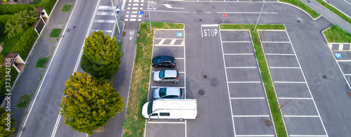 Foto Parking lot, aerial drone photography