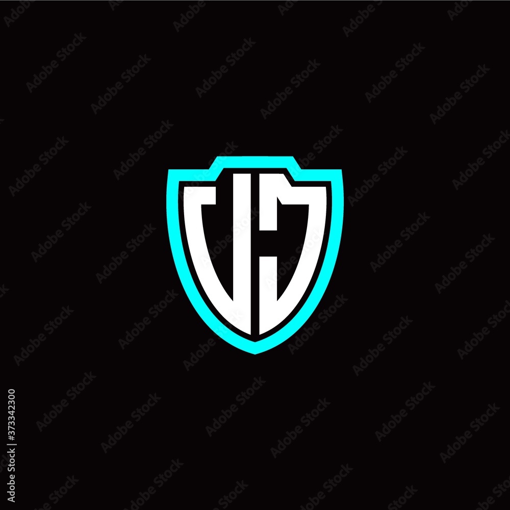 Initial V J letter with shield modern style logo template vector Initial V J letter with shield modern style logo template vector