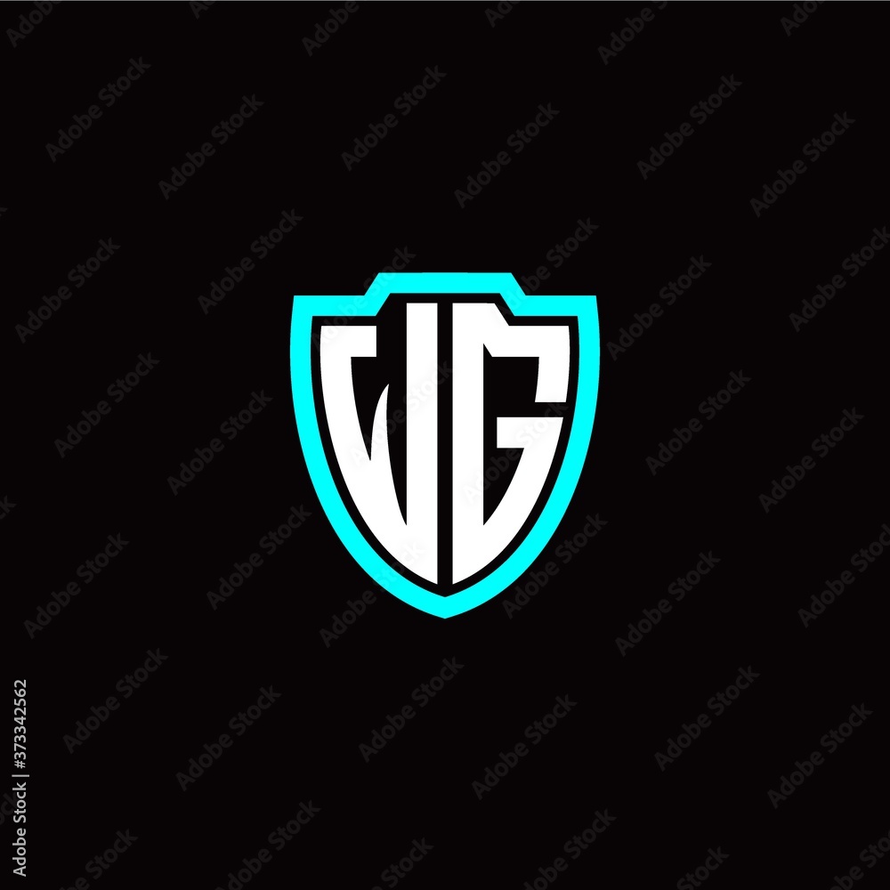 Initial W G letter with shield modern style logo template vector Initial W G letter with shield modern style logo template vector