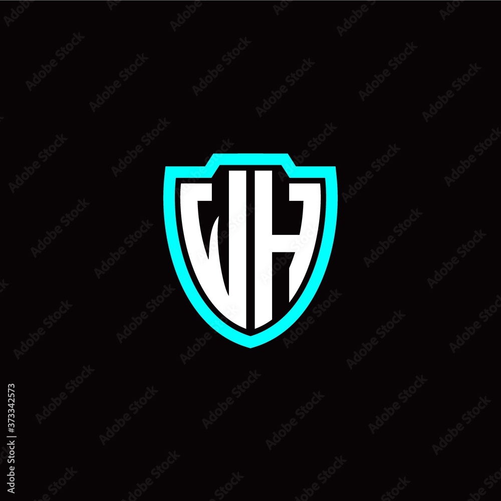 Initial W H letter with shield modern style logo template vector Initial W H letter with shield modern style logo template vector