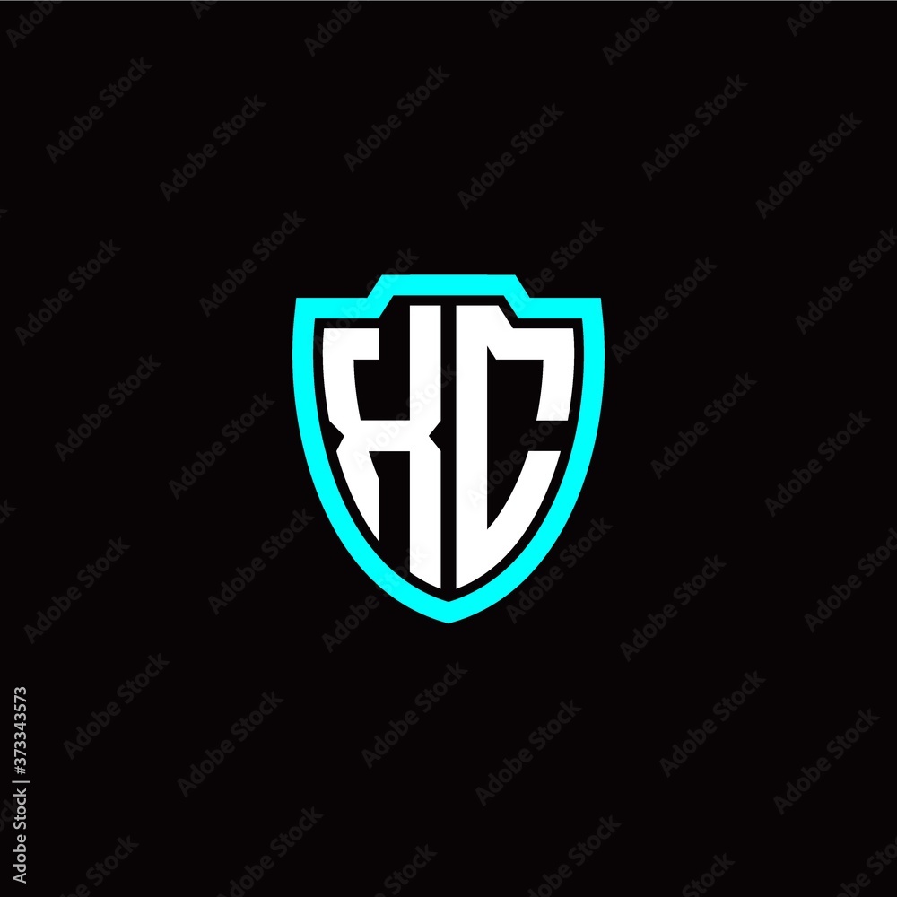 Initial X C letter with shield modern style logo template vector Initial X C letter with shield modern style logo template vector