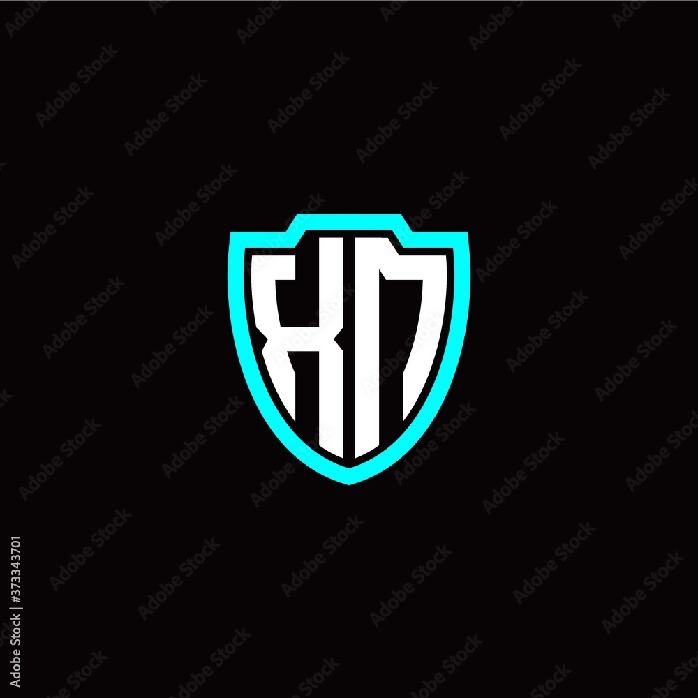 Obraz premium Initial X N letter with shield modern style logo template vector