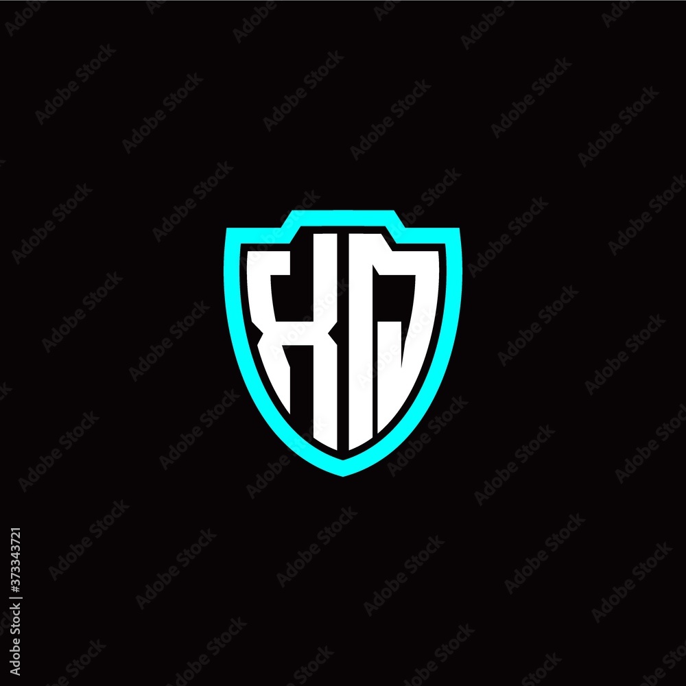 Initial X Q letter with shield modern style logo template vector Initial X Q letter with shield modern style logo template vector