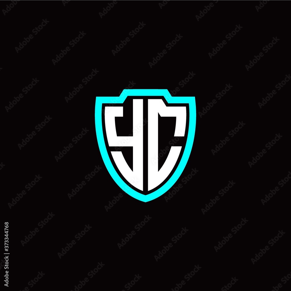 Initial Y C letter with shield modern style logo template vector Initial Y C letter with shield modern style logo template vector