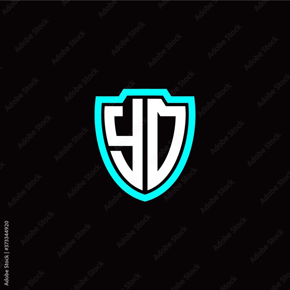 Initial Y O letter with shield modern style logo template vector Initial Y O letter with shield modern style logo template vector