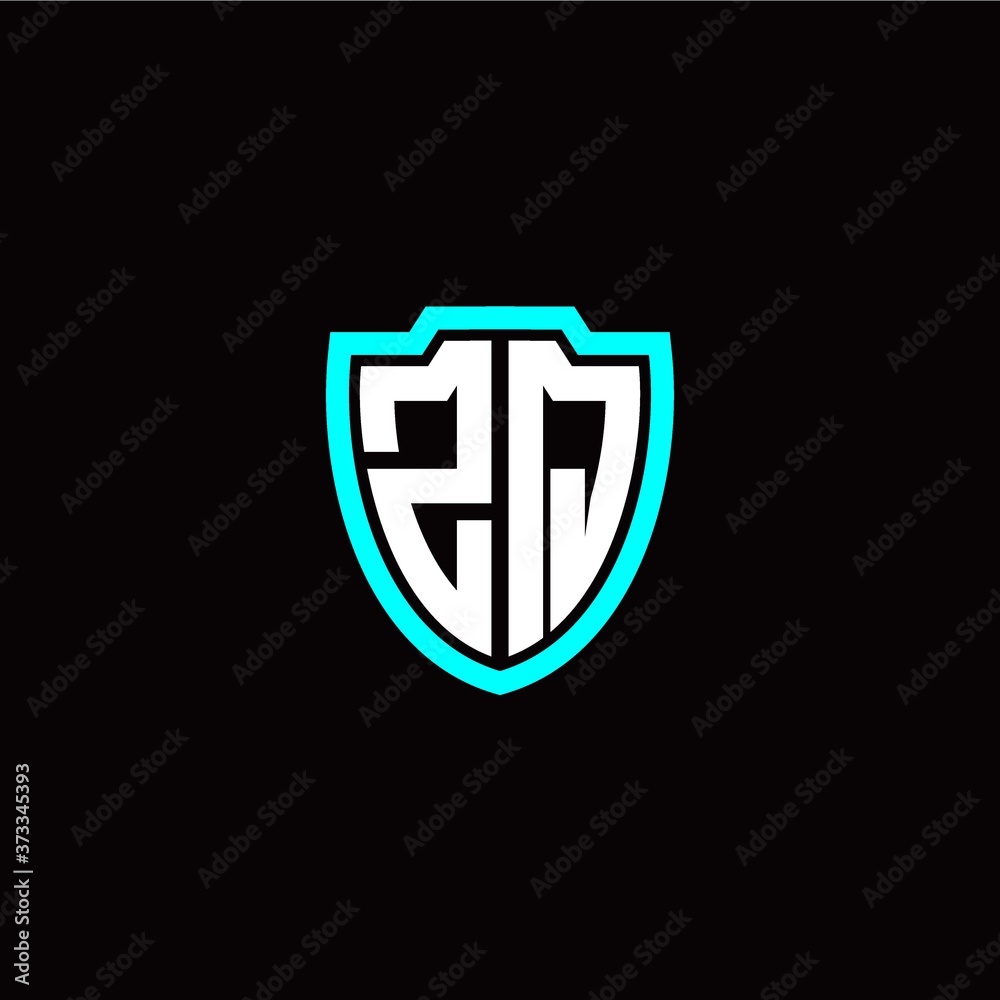 Initial Z Q letter with shield modern style logo template vector Initial Z Q letter with shield modern style logo template vector