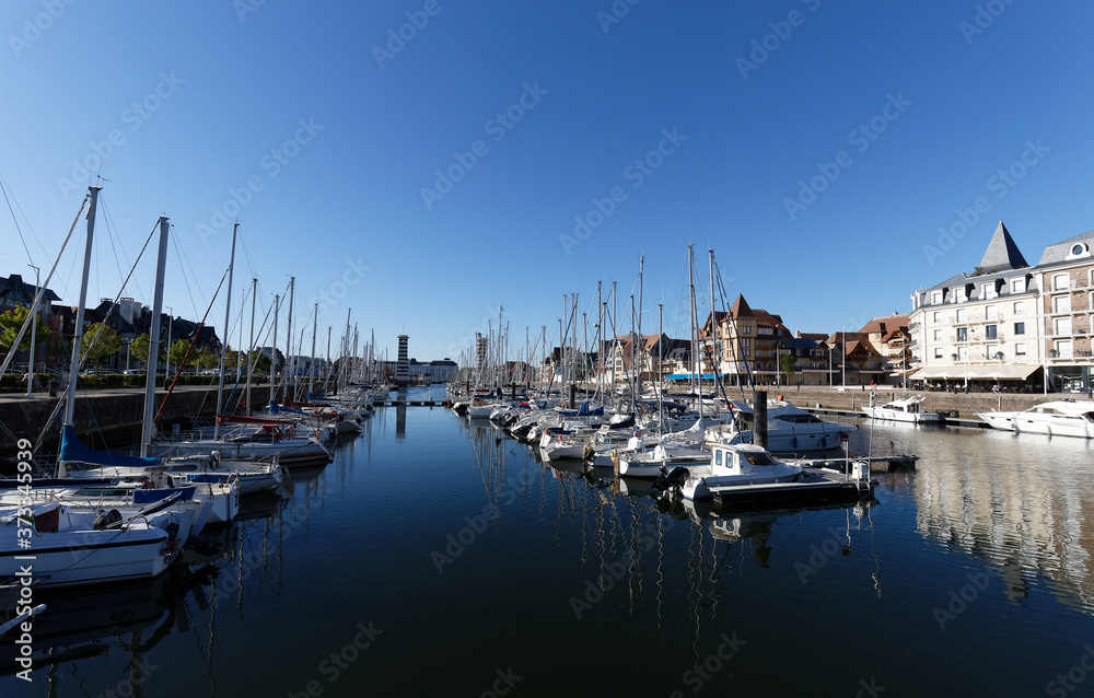 harbor of Deauville , famous french resort in Normandy