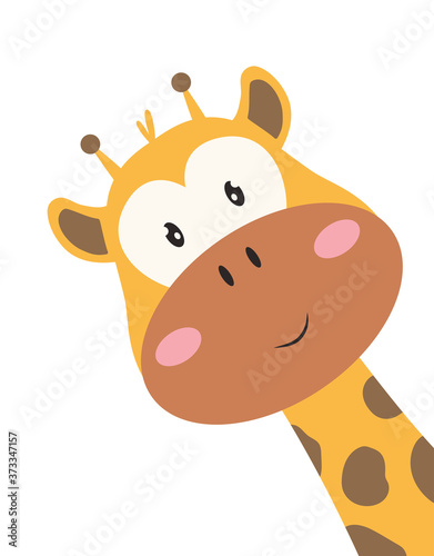card with cute giraffe isolated on white