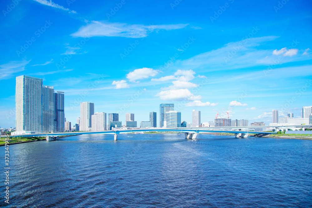 Naklejka premium 東京都中央区 湾岸エリアの街並み