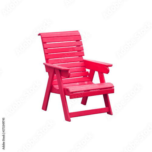 Pink wooden armchair isolated on white background