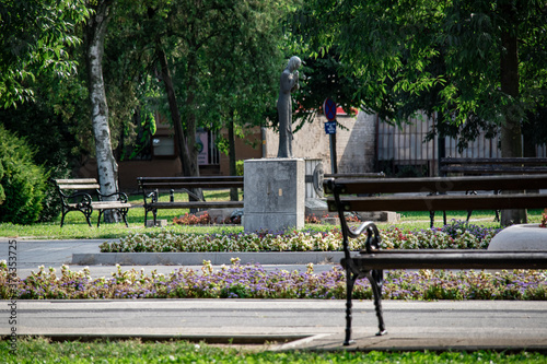 park bench in the park in Sombor, Serbia