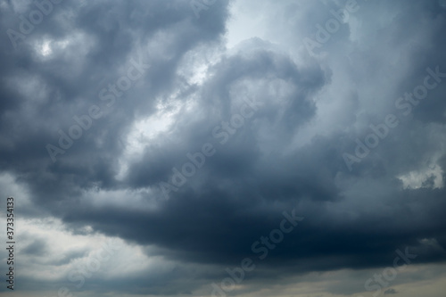 Leaden sky covered with cumulus clouds