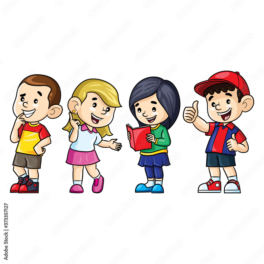 Illustration cartoon of cute boys and girls. Illustration cartoon of cute boys and girls.