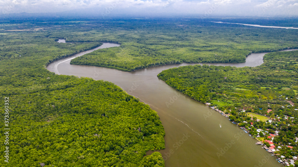 Aerial view from Jaltepeque estuaries of El Salvador.