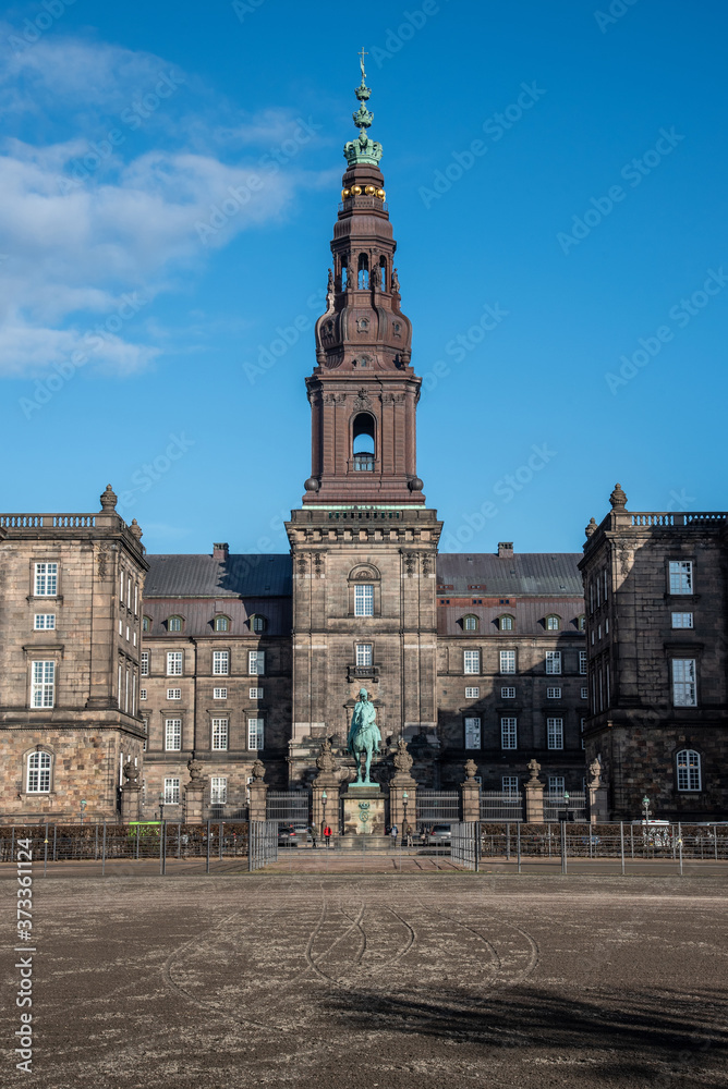 Christiansborg Palace in the island of Slotsholmen in Copenhagen (DK)