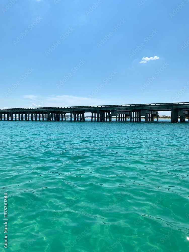 Destin, Florida bridge over emerald water
