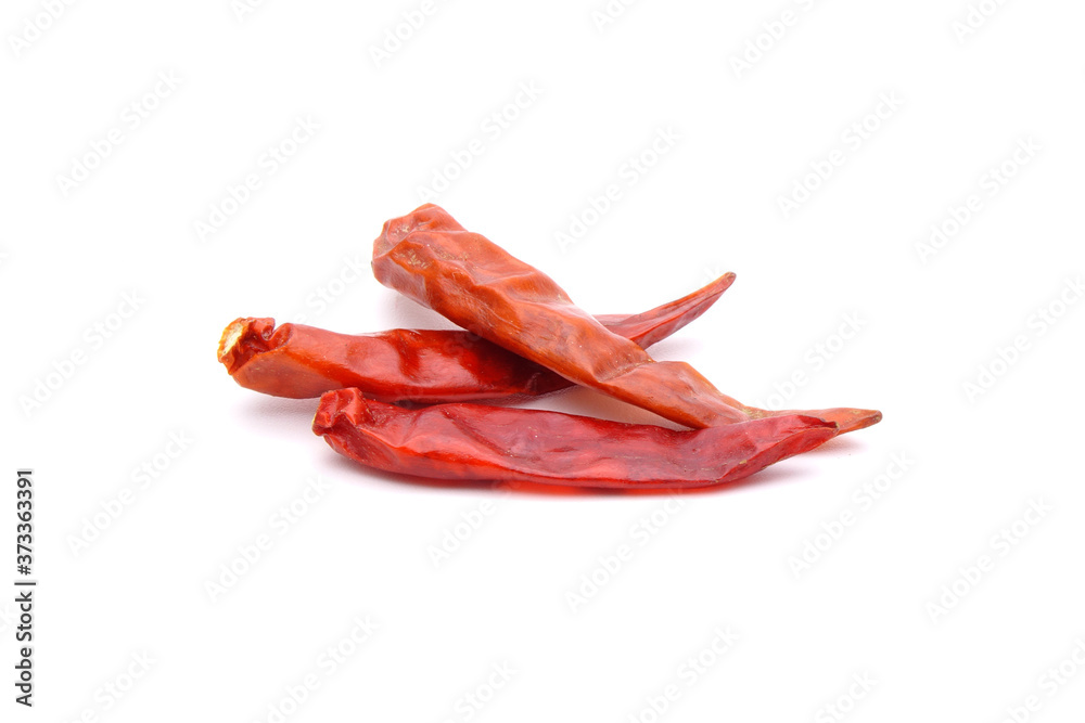 Dried red hot chili peppers isolated on white background Dried red hot chili peppers isolated on white background