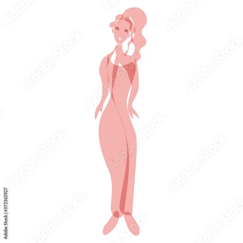Young pretty girl,  nymph in pink color. 
Abstract isolated illustration. Vector.