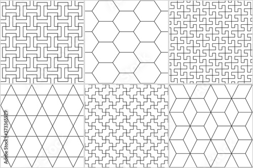 Ethnic seamless patterns collection. Rhombuses, diamonds, lozenges, triangles, hexagons, crosses, kites images. Folk prints. Geometrical ornaments set. Tribal wallpapers. Abstracts. Vectors bundle.