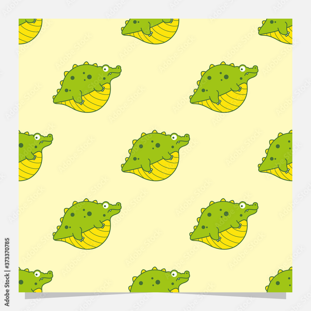 Obraz premium cute crocodile cartoon seamless pattern